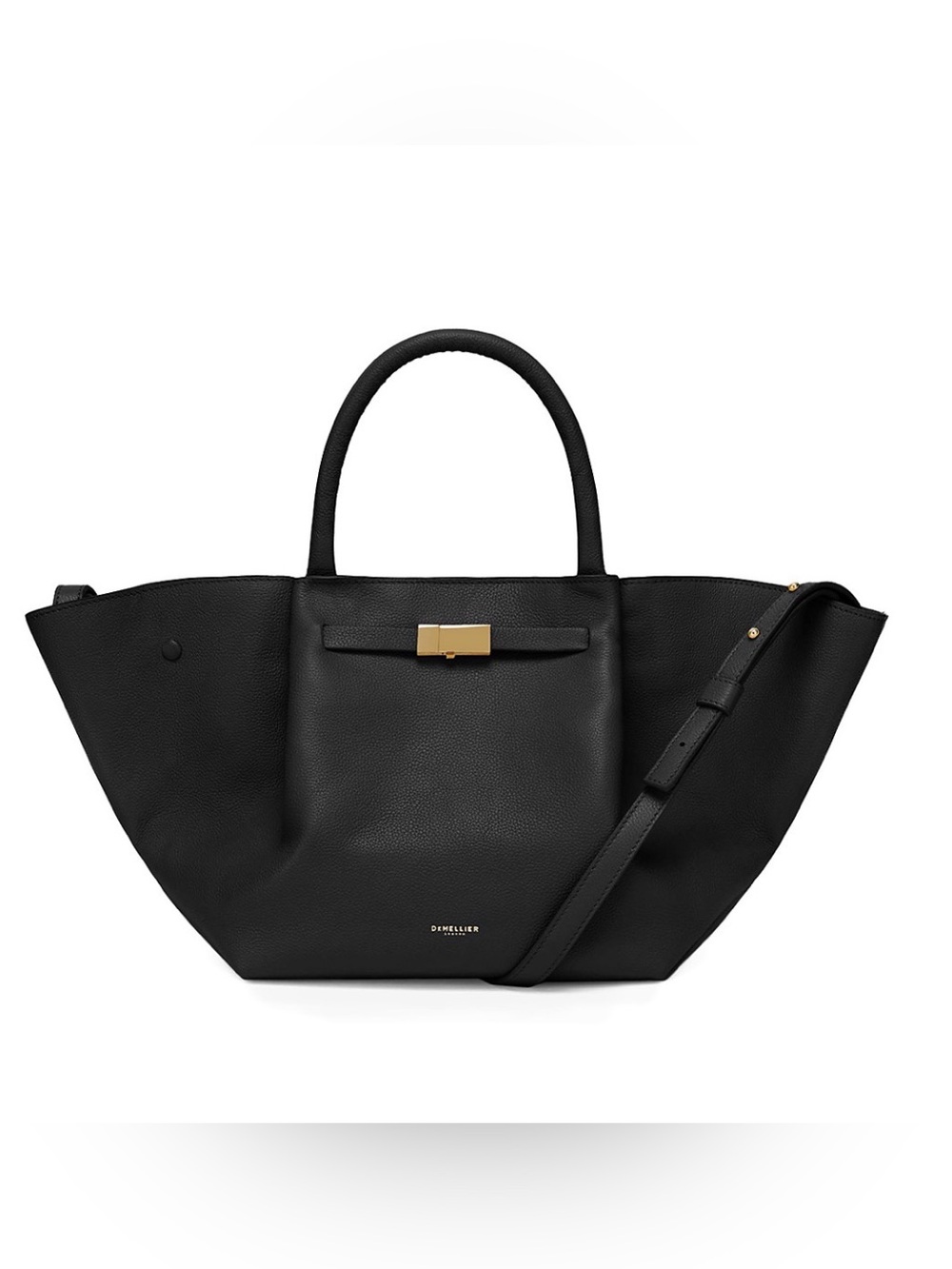 Demellier Midi New York Tote. Black/Gold.